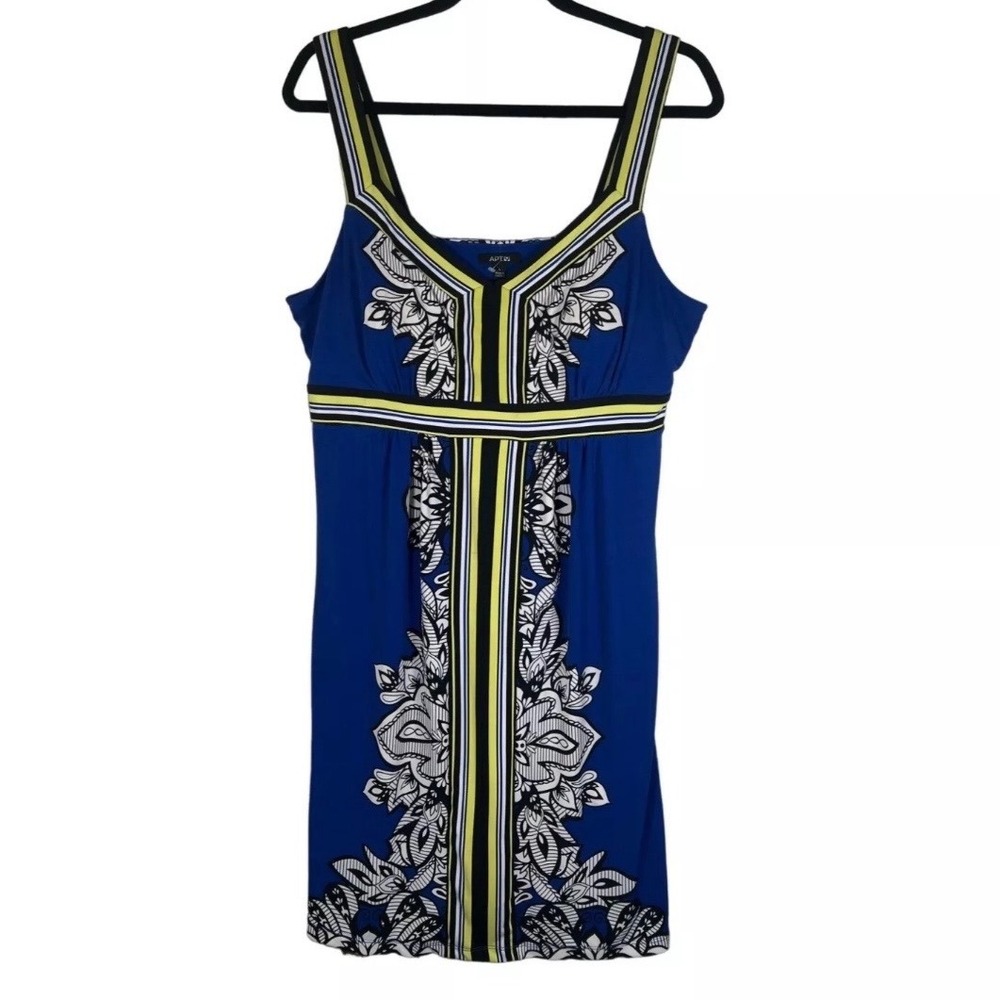 Apt. 9 Womens Blue Floral‎ Medallion Empire Waist Sleeveless Knit Dress Large